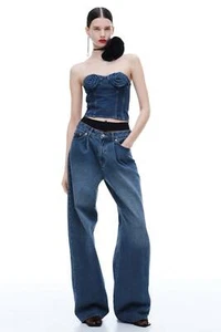 Magda Butrym x H&M Baggy Pleat-Front Denim Jeans Blue - All Sizes - Picture 1 of 6