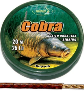 KATRAN COBRA RECUBIERTO TRENZA GANCHO ESLABÓN 25 lb 20m MARRÓN HUNDIMIENTO PARA APAREJOS DE CARPA - Imagen 1 de 4