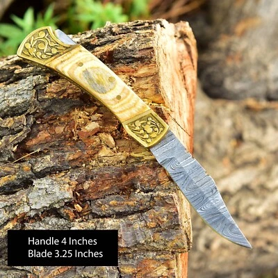 Cuchillo Plegable Táctico Hoja DAMASCUS Bolsillo Caza Supervivencia Exterior Bloqueo Foto 1 de 4