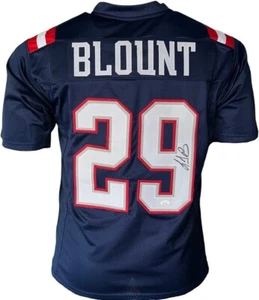 LeGarrette Blount Autographed Signed Pro Style Navy Blue Football Jersey ( JSA ) - Picture 1 of 4