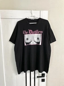 Vintage The Distillers Boobs Tits Punk Rock Band T-Shirt Size XL/XXL Black - Picture 1 of 8