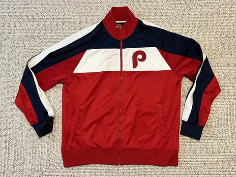 Mens Mitchell & Ness MLB Cooperstown Full Zip Sweater Philadelphia Phillies 3XL Cover