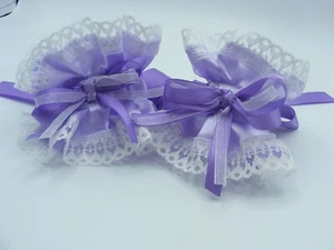 sissy adult baby lilac wrist cuffs satin lace  kawii LOLITA FANCYDRESS - Picture 1 of 5