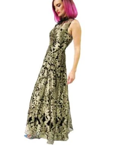 ALEX MARIE Women's Embroidered Elegant Sleeveless Gown. Size 2 (Black/Gold) - Picture 1 of 4