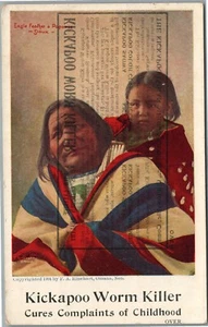 CLINTONVILLE CT KICKAPOO INDIAN MEDICINE CO. WERBUNG ANTIKE POSTKARTE - Bild 1 von 2