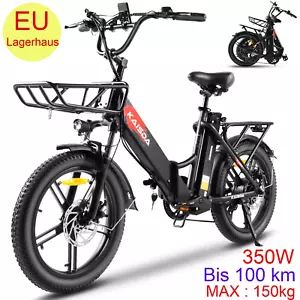 E Bike Klapprad 20 Zoll 350W Elektrofahrrad 36V 20.8Ah Abnehmbarer Akku Schwarz - Bild 1 von 10