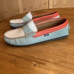 Atlanta Moccasins New Sea Green Pebble Suede Womens 9.5 M - Picture 1 of 10
