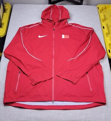 NIKE Pro Elite Bahrain Jacket 4XL Mens Red White Hypershield Storm Hooded Zip - Image 1 of 4