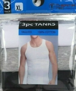 Men's Set of 3 Cotton Tanks Tagless Undershirt Soft Comfy Sizes M-2XL New - Picture 1 of 2