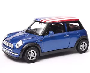 Mini Cooper American Flag British Family Car Model Metal Diecast Toy 1:34 Welly - Picture 1 of 6