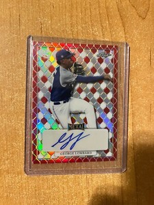 2022 Leaf Perfect Game - George Lombard - Red Prismatic Refractor Auto #d 2/3