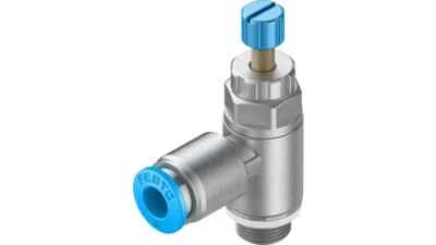 FESTO 197581 One-Way Flow Control Valve GRLA-1/8-QS-6-RS-D Elbow Outlet Series D - Image 1 of 4