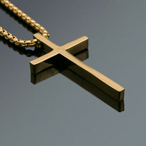 Men's Fashion Jewelry Plain Charm Silver Plated Cross Pendant Chain Necklace