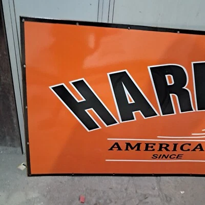 Harley Davidson Porcelain Enamel Sign 30 x 120 Inches 3 Parts - Image 1 of 3