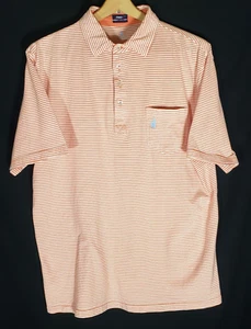 Johnnie-O West Coast Prep Coral White Striped SS Polo - Sz L* - Picture 1 of 5