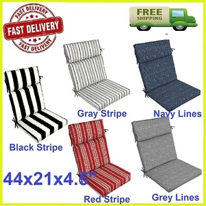 Outdoor Chair Polyester Cushion Patio Garden UV-Treated Seat Pad Black Stripe - Picture 1 of 23