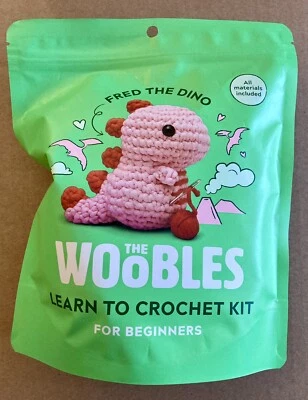 The Woobles Fred The Dino Crochet Kit Pink Dinosaur Hook NEW Shark Tank
