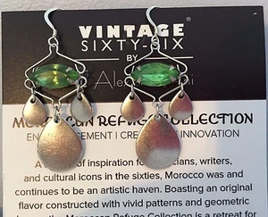 Alex and Ani Kasbah Marquise Cut Green Crystal Dangle Hook Back Earrings NEW - Picture 1 of 5