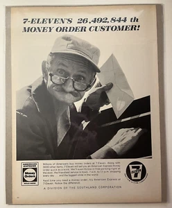 1966 7-Eleven Print Ad ~ Old Man ~ Am Ex Money Order ~ Life ~ 13.5" x 10.25" - Picture 1 of 2