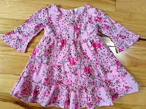 Lilly Wicket Cotton Pink Floral Tiered Lined Dress Infant Girls Sz 18 months - Picture 1 of 6