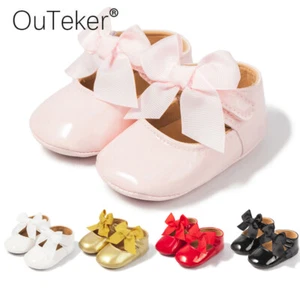 Baby Girls Newborn Kids MaryJane Christening Shoes Princess Party Slippers 0-18M - Picture 1 of 13