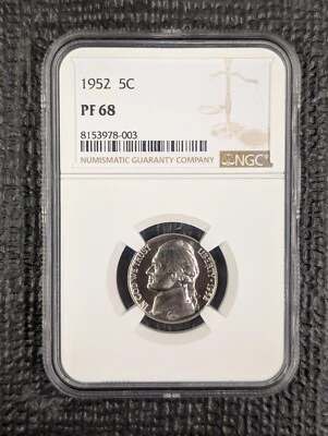 1952 PROOF JEFFERSON NICKEL-NGC CERTIFIED PF 68.     81,980 Minted - Image 1 of 2
