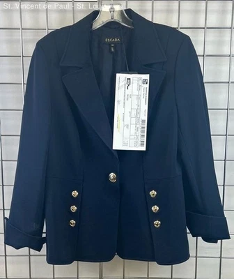 Blazer Beninia azul marino nuevo con etiquetas precio de venta sugerido por el fabricante $1,775 - Hecho en Eslovenia - Para mujer talla 42 Foto 1 de 4