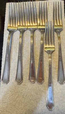 Tenedores de cena Mayfair Wm Rogers and Son vintage 6 AA plato de plata Foto 1 de 4