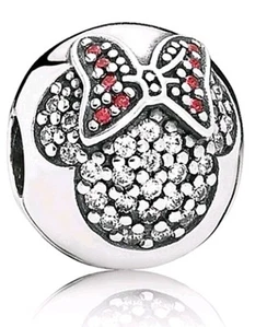 Genuine PANDORA Disney Minnie Mouse Pave Clip Charm π S925 ALE - Picture 1 of 1