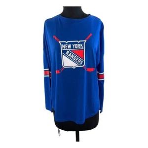 NHL Official NWT New York Rangers Blue Logo Long Sleeve Shirt Top Medium M NEW - Picture 1 of 10