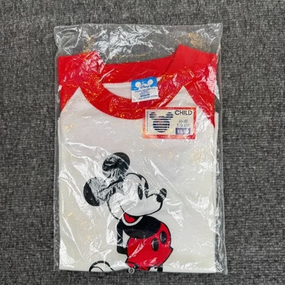 Vintage Walt Disney World Ringer T Shirt Kids Medium 6-8 Mickey Mouse Deadstock - Image 1 of 4