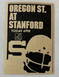 2 de noviembre de 1980 pequeño anuncio de fútbol americano de televisión KRON ~ OREGON ST vs Stanford - Imagen 1 de 1