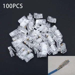 Modular Connectors for CAT5e 8P8C 100Pcs Pass Through Cable Connectors - Bild 1 von 12