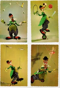 Lot of 5 Vintage European Circus Clown Puppet Postcards -  S1 - Picture 1 of 4