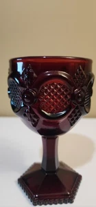 Vintage Avon 1876 Cape Cod Ruby Red Cordial Goblet Wine Pressed Glass Hex Base - Picture 1 of 8