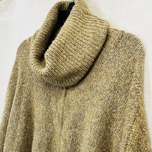 Cozy Sweater L Oversized Oatmeal Cowl Neck Dolman Sleeve Side Slits Hi Lo Ribbed - Picture 1 of 11