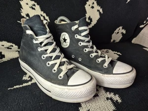 Scarpe da ginnastica nere platform Converse taglia UK 5 alte All Stars Chucks - Foto 1 di 5