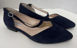 Sargasso & Grey Indy X Wide Width London Navy Blue Suede Flats Shoes 36 $275 - Picture 1 of 11