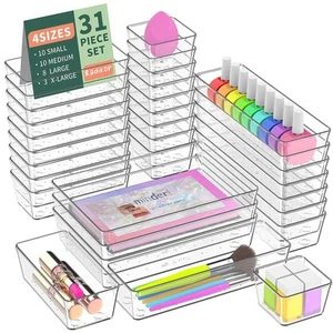Organizer Cassetti 31 Pezzi Organizer Trucchi Cassetti in Plastica Trasparente - Foto 1 di 24