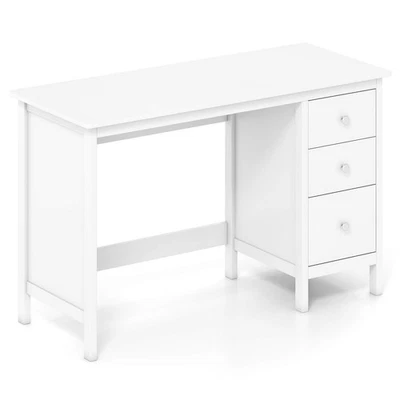 COSTWAY Computer Desk Study Writing Desk Home Office Workstation with 3 Drawers White