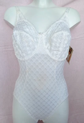 Hermoso modelador de cuerpo Berlei D-light B139 de encaje blanco bordado con cable control 34F Foto 1 de 4