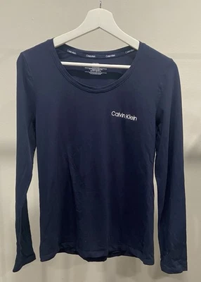 Prendas para dormir Calvin Klein para mujer pijama azul oscuro manga larga top talla mediana Foto 1 de 3