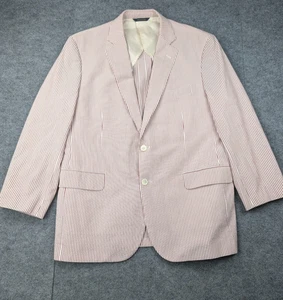 Brooks Brothers Blazer Mens 44R Red Stripe Seersucker Cotton Preppy Classic - Picture 1 of 13