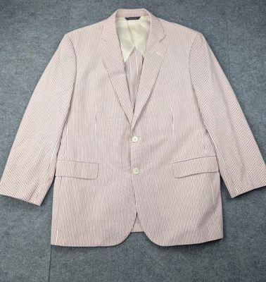 Brooks Brothers Blazer Mens 44R Red Stripe Seersucker Cotton Preppy Classic - Image 1 of 4