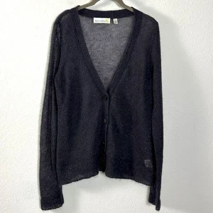 Cárdigan Suéter Negro XL Anthropologie Charlie & Robin Niño Mohair Airy Brillante - Imagen 1 de 7