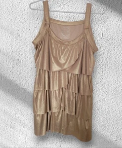 Inc 1X Slip Tunic Top Woman’s Gold Layered With Camisole Underneath  - Picture 1 of 4