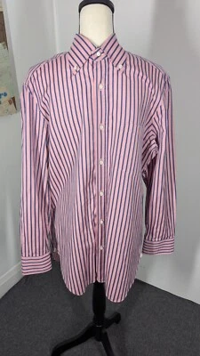 Barba Napoli Shirt Men 16.5 42 Pink Blue Striped Hand Stitched Quiet Luxury - Image 1 of 4