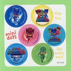 90 PJ Masks Mini Dot Aufkleber - Gekko, Catboy, Owlette - Bild 1 von 1