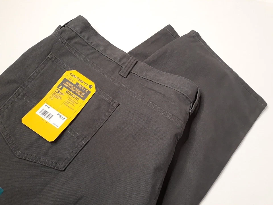 Carhartt 52x32 Rugged Flex Relaxed Fit 5 Pocket Gray Work Pants Men BN2517-M