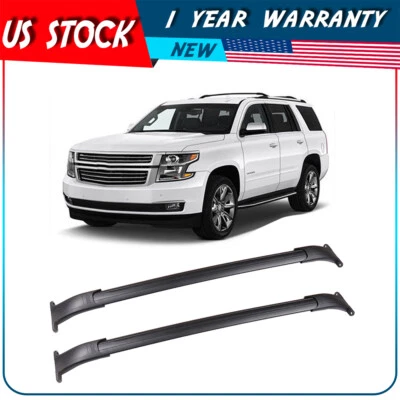 Top For 2015-2019 GMC Yukon Black Roof Rail Cross Bars Top Rack Luggage pair Foto 1 de 4